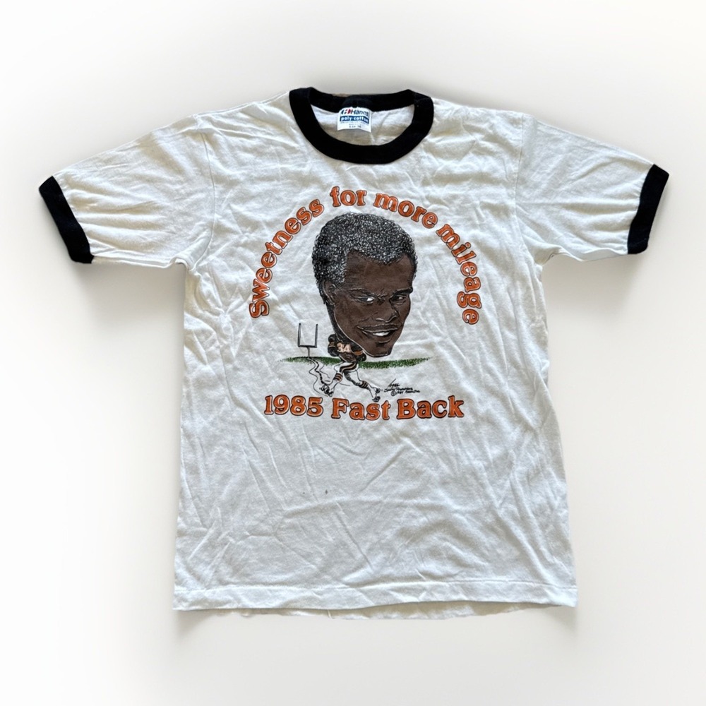 Chicago Bears Shirt Mens S Ringer 80s Hanes NFL Caricature Vintage Walter Payton